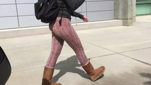 Cute college girl in patterned leggings with a jiggly booty (part 2)