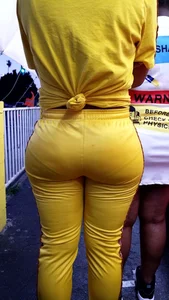 Ebony showing VPL in outfit