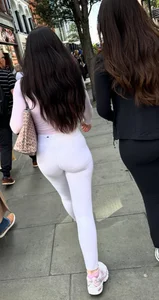 Sexy brunette showoff in seethrough white leggings ( OC )
