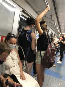 Skinny Candid Teen's Legs in Shorts With Visible Leg Hair Subway Photo Gallery