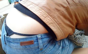 Candid teen thong wail tail creepshots in blue jeans