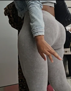 Ebony booty grey leggings Part 1 (GIF)(jiggle)(bending)