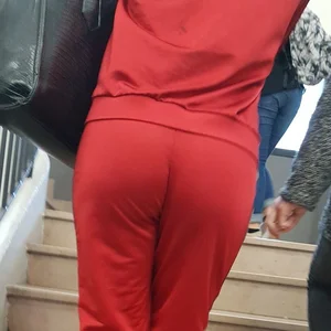 Latina teen with braces in red sweats with a nice booty and vtl