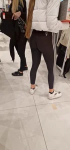 Blonde Girl in Black Adidas Leggins
