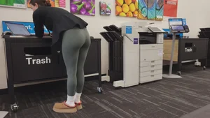 Green Lululemons Bent Over at Fedex