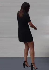 Girl in high-heeled sandals in a dress creepshots