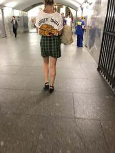 Girl in High Heels in a Skirt Hot Legs Subway Escalator Creepshot