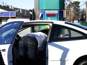Some candid girls cleaning their cars in jeans and some showing ass crack