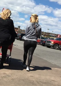 Target blonde milf with a nice ass in dark leggings