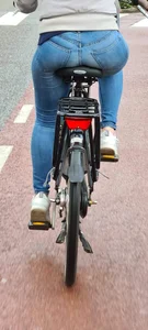 Great tight jeans on bicycle