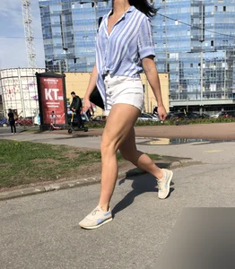 Girl With Awesome Muscular Body in White Shorts Street Creepshots Gallery