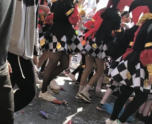 Carnival girls wearing pantyhose, spandex shorts, stockings, skirts and other outfits