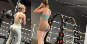 Thick ass white girl tight short at gym (Not OC)