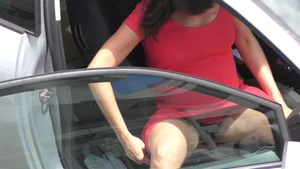 Candid Girl in a Dress Accidentally Flashing Her Underwear While Getting Out of Her Car Creepshot