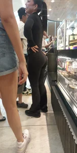2x1 milf with beautiful butt and small waist, and girl in very tight black lycra shorts [OC]