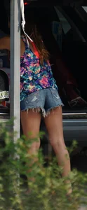 Hot teen neighbor getting ready for the beach in short shorts showing some cheek