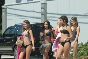 More sexy girls in bikinis and thongs at Deerfield Beach in Florida