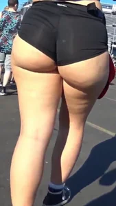 Chubby Ass in Spandex Mini Shorts on the Street Closeup Creepshots