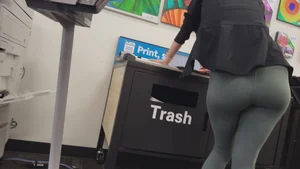 Green Lululemons Bent Over at Fedex