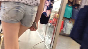 Sexy Ass and Legs in Denim Shorts in the Mall Creepshots