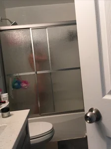 Candid Girl Taking a Shower Behind a Fluted Glass, Sexy Home Creepshots