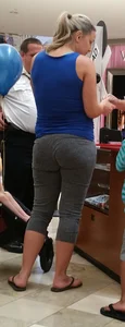 Pregnant blonde in tight grey sweats with big booty and vpl and hard nipples in tank top