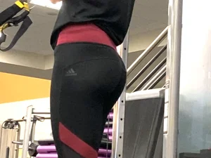 Sexy gym coworker with a sexy ass in leggings