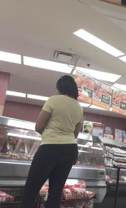 Big booty ebony milf out shopping in tight black leggings