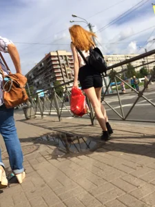 Hot Ginger In Shorts With Hot Legs in a Public Bus and on a Crosswalk Creepshots Gallery