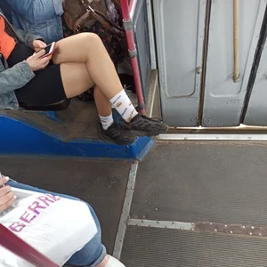 Crossed Candid Female Legs - Creepshot at the Public Bus