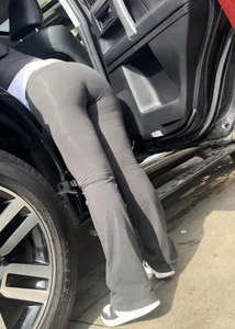PAWG VPL super see through show off at car wash