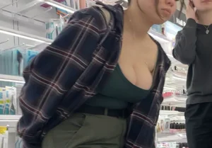 Teen with her fat TITS about to fall out!