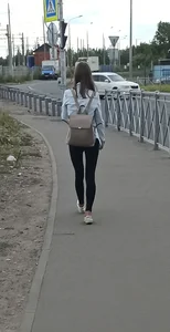Candid Girl in Leggings With Very Slim Hot Lets Street Creepshot