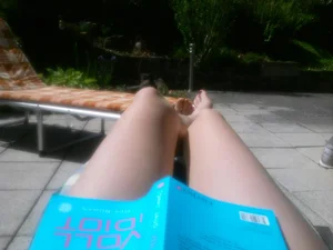 Sunbed selfie of nice skinny legs