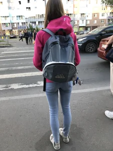Perfect Skinny Ass and Legs in Tight Blue Jeans Creepshots Series at a Crosswalk