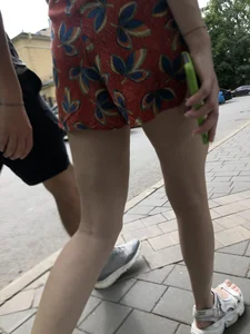 Candid street girl's legs closeup