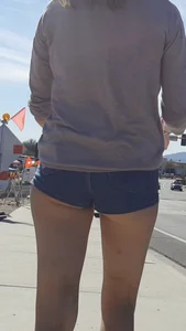 Tight Skinny Girl with Cheeks hanging out of jean short shorts OC!!