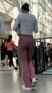 Hot university student in tight red leggings