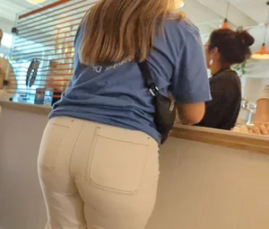 PAWG with big booty in white jeans