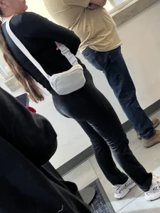 Cute little Latina ass in bank line. OC