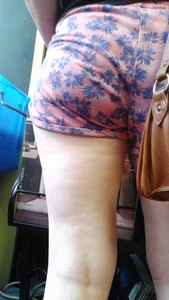 Girl at the record store in shorts with a nice booty and vpl