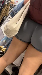 Thick Asian gym girl in grey alphalete booty shorts (OC)