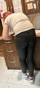 Redhead Milf Black Shiny Jeans (NOT OC)