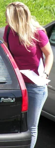 Gorgeous Blonde In Tight Figure Hugging Jeans