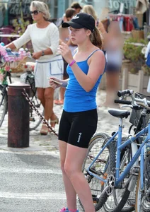 Cute teen bike rider in spandex shorts with a nice ass and vpl
