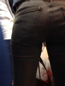 Booty in Grey Tight Jeans Subway Train Creepshot
