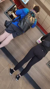 Cutie in lulus waiting for a coffee