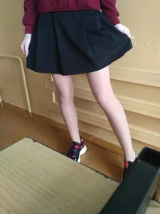 Skinny Legs in a Skirt Candid Photo