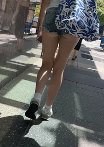 (OC) Slim Blonde in Booty Shorts Ass Hanging Out