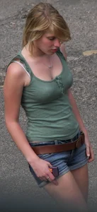Cute Blonde Teen In Denim Shorts